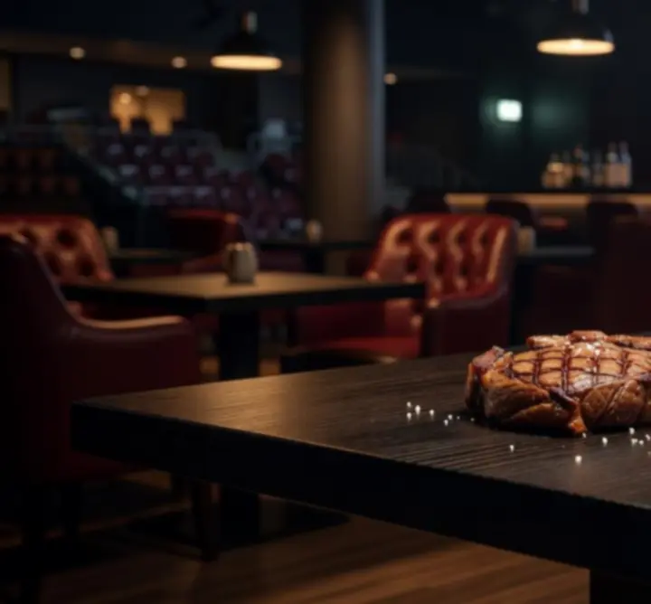Signature steak és exkluzív koktél tálalása a Budapest Arena 24 aréna enteriőrjében